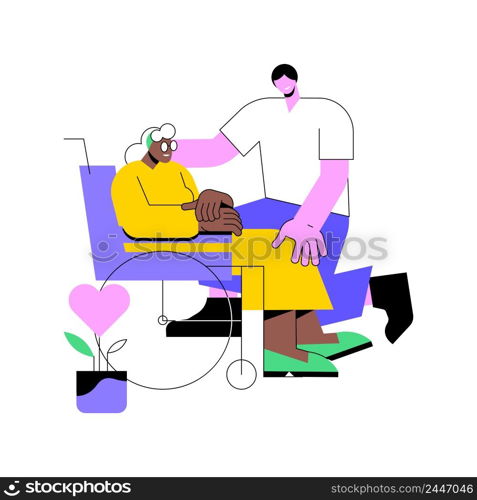 Social work abstract concept vector illustration. Social worker assistance, help people in need, solve problem, counseling psychotherapy, elder care volunteer, caregiver abstract metaphor.. Social work abstract concept vector illustration.