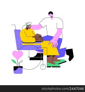 Social work abstract concept vector illustration. Social worker assistance, help people in need, solve problem, counseling psychotherapy, elder care volunteer, caregiver abstract metaphor.. Social work abstract concept vector illustration.