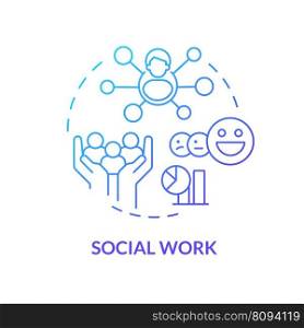 Social work blue gradient concept icon. Members relationship. Emotional bond. Genograms usage abstract idea thin line illustration. Isolated outline drawing. Myriad Pro-Bold font used. Social work blue gradient concept icon