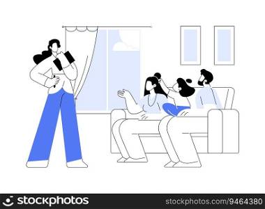Social worker visit abstract concept vector illustration. Caseworker visiting family with adopted child, government representative job, bureaucratic procedure, kid adoption abstract metaphor.. Social worker visit abstract concept vector illustration.