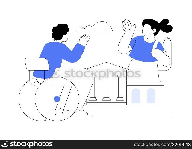 Socialization of pupils abstract concept vector illustration. Socialization in classroom, inclusivity program, school environment, pupils social interaction, peers play together abstract metaphor.. Socialization of pupils abstract concept vector illustration.