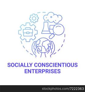 Socially conscientious enterprises blue gradient concept icon. Social entrepreneur focus abstract idea thin line illustration. Corporate responsibility. Vector isolated outline color drawing. Socially conscientious enterprises blue gradient concept icon