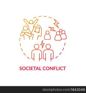 Societal conflict red gradient concept icon. Relationships in society. Relations in groups. Conflict management abstract idea thin line illustration. Vector isolated outline color drawing. Societal conflict red gradient concept icon