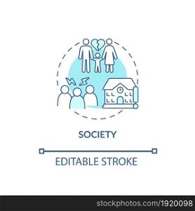 Society concept icon. ADHD cause abstract idea thin line illustration. School and work settings. Family environment factor risk. Vector isolated outline color drawing. Editable stroke. Society concept icon