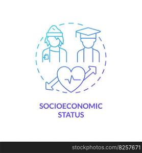 Socioeconomic status blue gradient concept icon. High risks of disease development for poor patients. Social determinant of health abstract idea thin line illustration. Isolated outline drawing. Socioeconomic status blue gradient concept icon