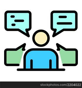 Sociology discussion icon. Outline sociology discussion vector icon color flat isolated. Sociology discussion icon color outline vector