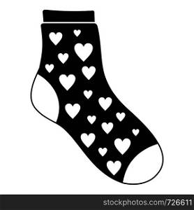 Sock with heart icon. Simple illustration of sock with heart vector icon for web. Sock with heart icon, simple style