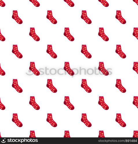 Sock with heart pattern seamless vector repeat for any web design. Sock with heart pattern seamless vector