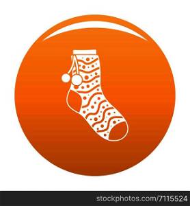 Sock with pompon icon. Simple illustration of sock with pompon vector icon for any design orange. Sock with pompon icon vector orange