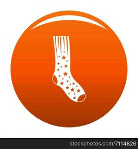 Sock with star icon. Simple illustration of sock with star vector icon for any design orange. Sock with star icon vector orange