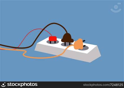 Socket and plug, safety poster with main idea to warn people and teach how to use electrical appliances correctly, isolated on vector illustration. Socket and Plug Safety Poster Vector Illustration