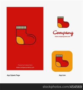 Socks Company Logo App Icon and Splash Page Design. Creative Business App Design Elements