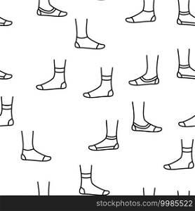 Socks Fabric Accessory Vector Seamless Pattern Thin Line Illustration. Socks Fabric Accessory Vector Seamless Pattern