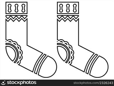 Socks Icon, Soft Material Cloth Worn On The Feet Vector Art Illustration