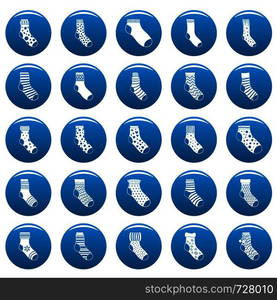 Socks textile icons set. Simple illustration of 25 socks textile vector icons blue isolated. Socks textile icons set vetor blue