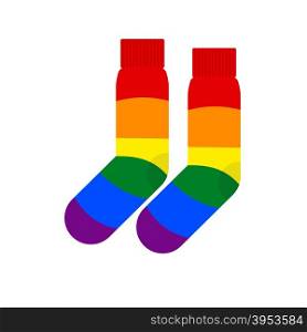 Socks with LGBT flag. Rainbow colored socks gay. Vector illustration&#xA;