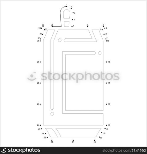 Soda Can Connect The Dots, Drink Can Vector Art Illustration, Puzzle Game Containing A Sequence Of Numbered Dots