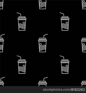 Soda Glass Icon Seamless Pattern, Beverage Glass Icon Vector Art Illustration