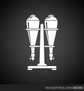 Soda siphon equipment icon. Black background with white. Vector illustration.