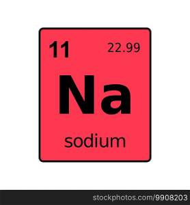 Sodium chemical element of periodic table. Sign with atomic number.
