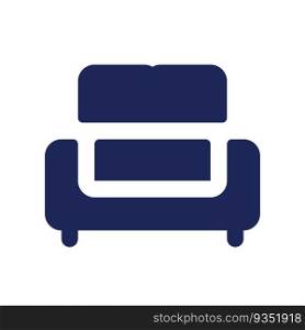 Sofa black glyph ui icon. Comfortable piece of furniture. Hotel service. User interface design. Silhouette symbol on white space. Solid pictogram for web, mobile. Isolated vector illustration. Sofa black glyph ui icon