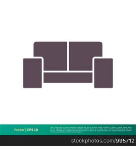 Sofa Couch - Furniture Interior Icon Vector Logo Template Illustration Design. Vector EPS 10.