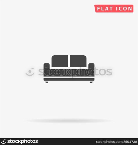 Sofa flat vector icon. Glyph style sign. Simple hand drawn illustrations symbol for concept infographics, designs projects, UI and UX, website or mobile application.. Sofa flat vector icon