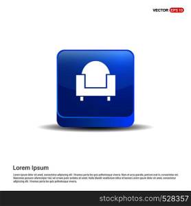 Sofa furniture icon - 3d Blue Button.