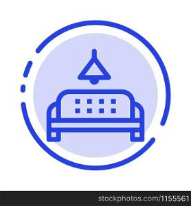 Sofa, Furniture, Lump, Home Blue Dotted Line Line Icon