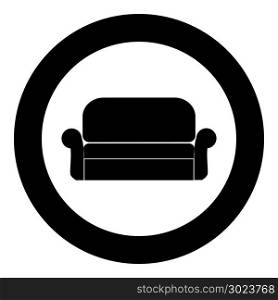 Sofa icon black color in circle or round vector illustration