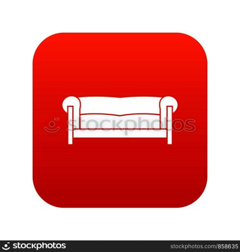 Sofa in simple style isolated on white background vector illustration. Sofa icon digital red