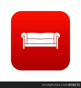 Sofa in simple style isolated on white background vector illustration. Sofa icon digital red