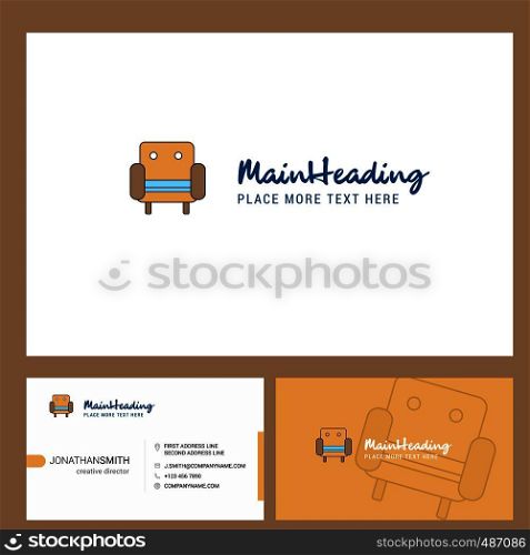 Sofa Logo design with Tagline & Front and Back Busienss Card Template. Vector Creative Design