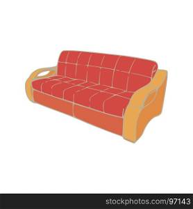 Sofa red interior vector furniture room couch illustration isolated color flat
