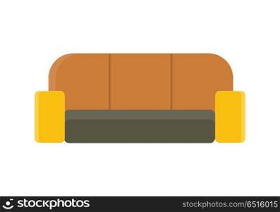 Sofa Vector Illustration in Flat Design.. Sofa vector in flat style design. Classic, comfortable leather couch illustration for apartment interior design concepts, furniture shops advertising, app icons. Isolated on white background.
