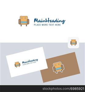 Sofa vector logotype with business card template. Elegant corporate identity. - Vector