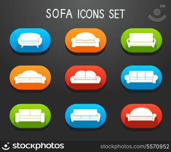 Sofas and couches furniture icons set for comfortable living room vector illustration