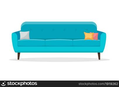 sofas with pillow icon isolated on white background. Vector illustration in flat style. sofas with pillow