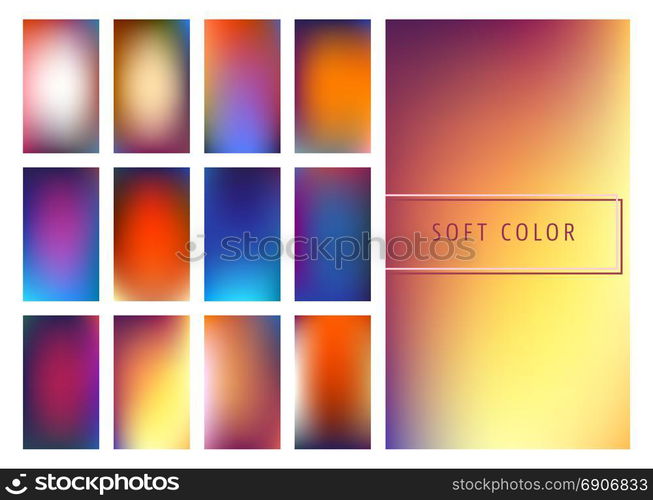 Soft color gradients background. Set of soft color gradients background for mobile screen, app. Vector illustration.