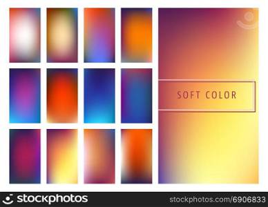 Soft color gradients background. Set of soft color gradients background for mobile screen, app. Vector illustration.