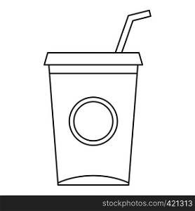 Soft drink cup with straw icon. Outline illustration of soft drink cup with straw vector icon for web. Soft drink cup with straw icon, outline style