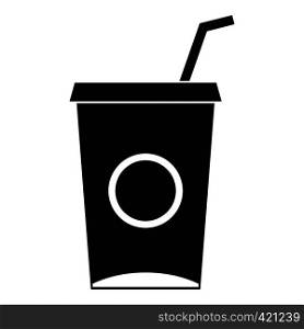 Soft drink in paper cup icon. Simple illustration of soft drink in paper cup vector icon for web. Soft drink in paper cup icon, simple style