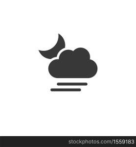 Soft fog, cloud and moon. Isolated icon. Night weather glyph vector illustration