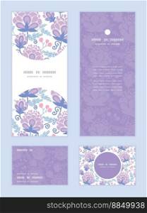 Soft purple flowers vertical frame pattern vector image