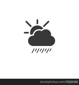 Soft rain, cloud and sun. Isolated icon. Weather glyph vector illustration