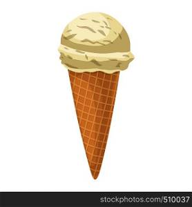 Soft serve ice cream icon in cartoon style on a white background. Soft serve ice cream icon, cartoon style