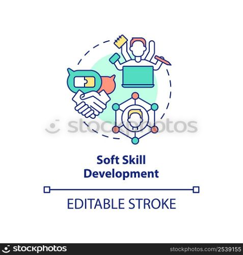 Soft skill development concept icon. In demand additional skill abstract idea thin line illustration. Time management. Isolated outline drawing. Editable stroke. Arial, Myriad Pro-Bold fonts used. Soft skill development concept icon
