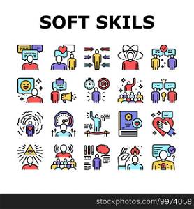 Soft Skills People Collection Icons Set Vector. Creativity And Decision Making, Understanding Body Language And Learning, Soft Skills Concept Linear Pictograms. Contour Color Illustrations. Soft Skills People Collection Icons Set Vector