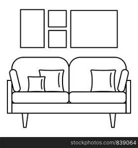 Soft sofa icon. Outline illustration of soft sofa vector icon for web design isolated on white background. Soft sofa icon, outline style