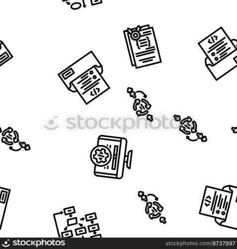 software compute, engineer vector seamless pattern thin line illustration. software compute, engineer vector seamless pattern